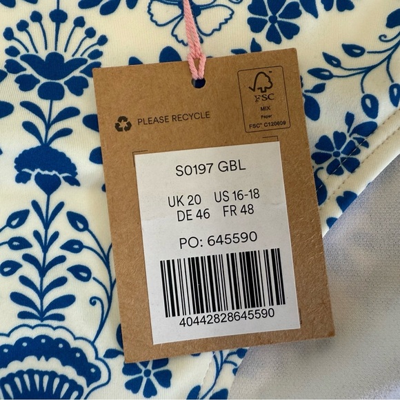 Boden Bikini Bottom Womens Classic Swim Blue White 16 18 NEW 1030 - Picture 2 of 2